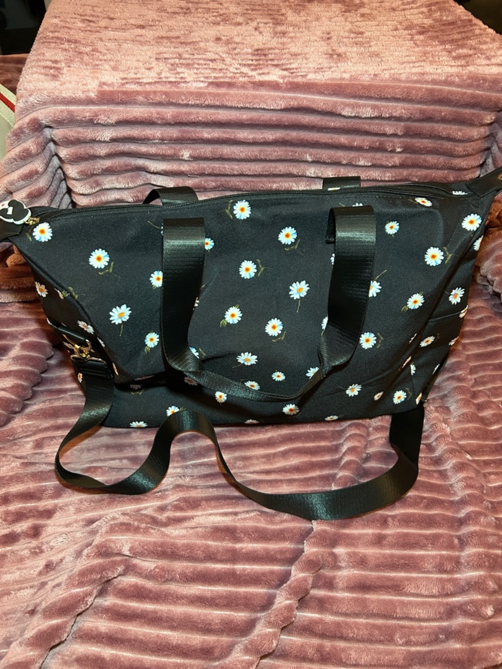 Alice + Olivia Black Daisy Print Tote